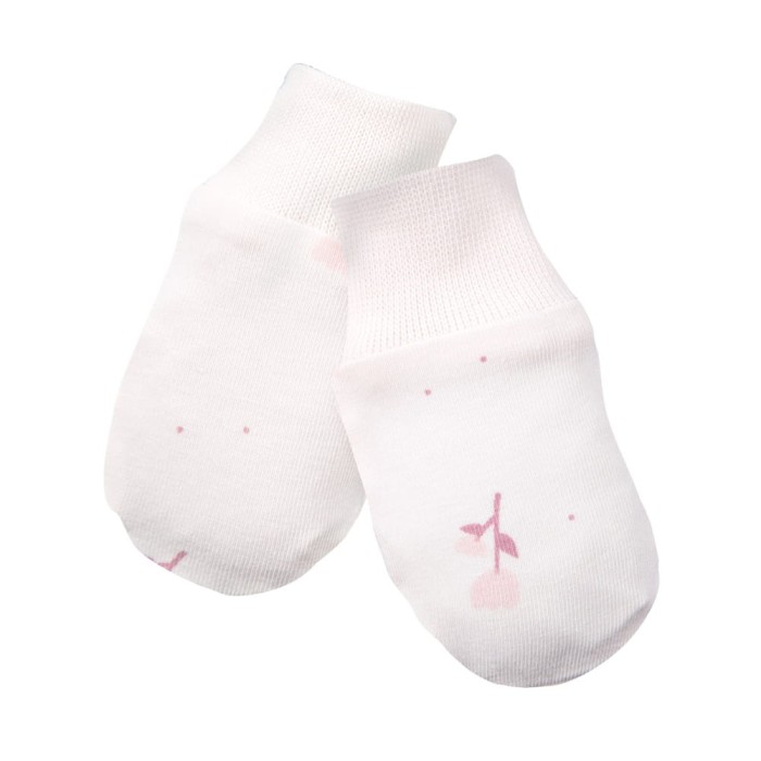 Cremefarbene Babyhandschuhe mit Blumenmotiv