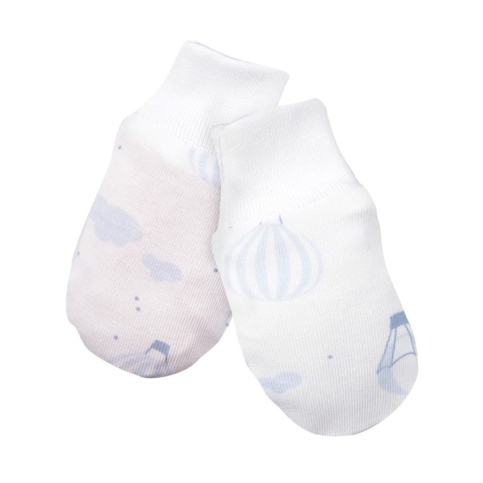 Weiße Babyhandschuhe mit Ballonmotiv