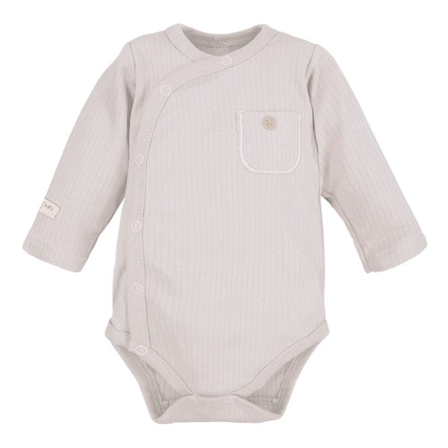 Beigefarbene Babywickelbody mit Tasche