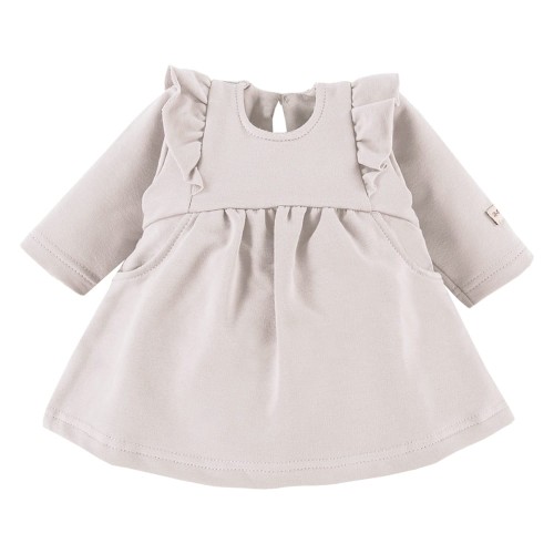 Beiges Kleid mit Rüschen