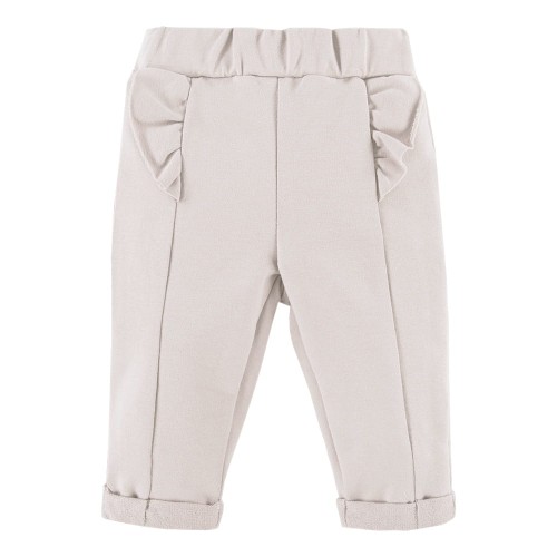 Beigefarbene Kinder-Hose mit Rüschen