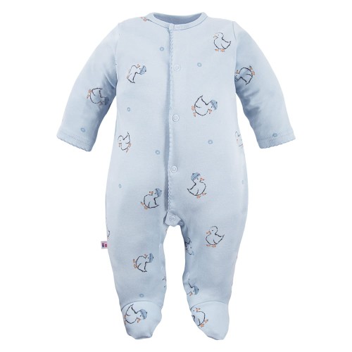 Blauer Baby-Strampler mit Entchen