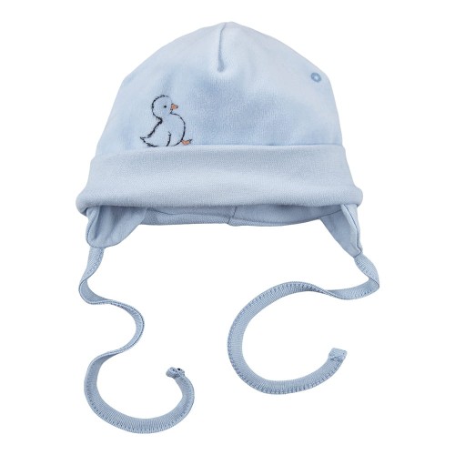 Blaue Kinder-Mütze mit Entchen aus Velours
