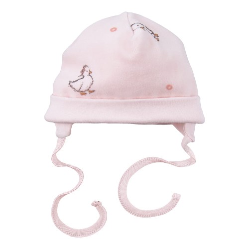 Rosa Kinder Mütze mit Entchen aus Velours