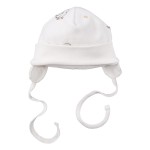 Ecrufarbene Kinder-Mütze mit Entchen aus Velours