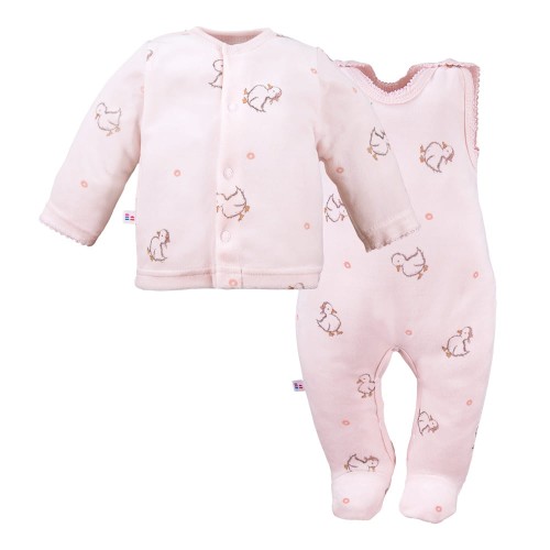 Baby set romper suit & kimono shirt pink