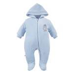 Blauer Velours-Overall für Kinder mit Entchen