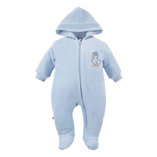Blauer Velours-Overall für Kinder mit Entchen