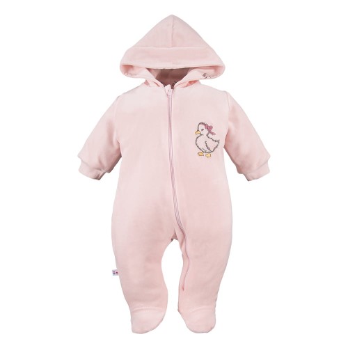 Rosa Velours-Overall für Kinder mit Entchen