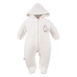 Ecrufarbener Velours-Overall für Kinder mit Entchen