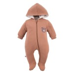 Hooded pramsuit with bear