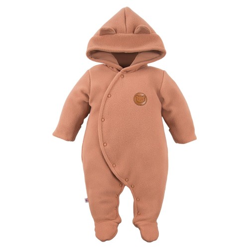 Hooded pramsuit fleece with bear patch