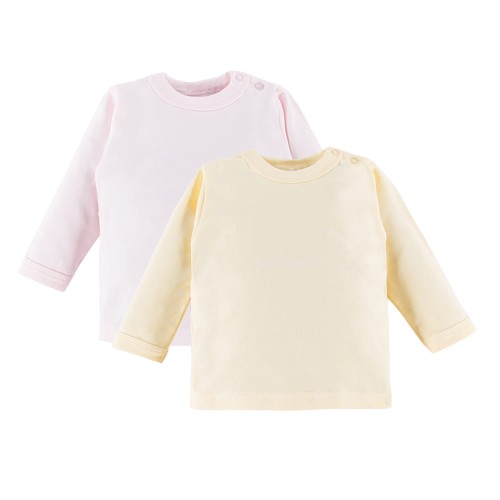 2-pack  t-shirts with longsleeve pink and yellow