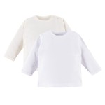2-pack t-shirt longsleeve white and ecru