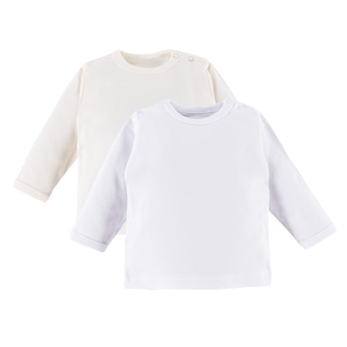 2-pack t-shirt longsleeve white and ecru