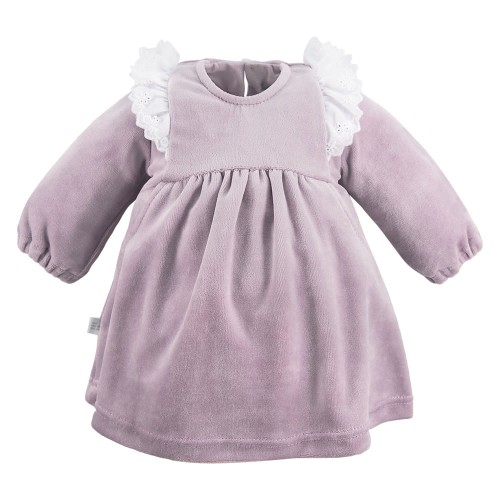 Velvet dress with frills violet
