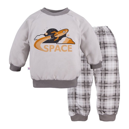 Kinderpyjama mit Rakete, grau