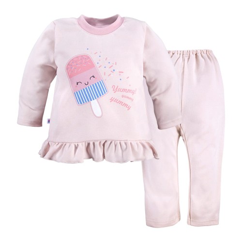 Kinderpyjama mit Eiscreme-Motiv, beige