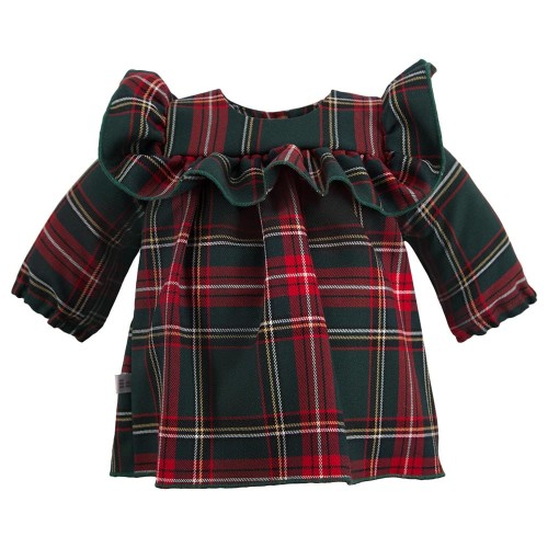 Green dress with checked pattern 