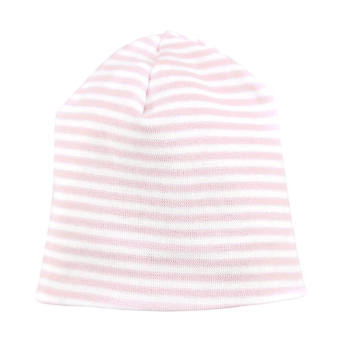 Zweilagige rosa Mütze mit Streifen