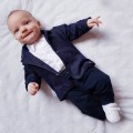 Baby-Body mit Kragen, blau