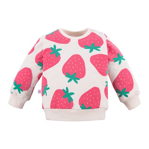 Ecru-Kinder-Sweatshirt mit großen Erdbeeren