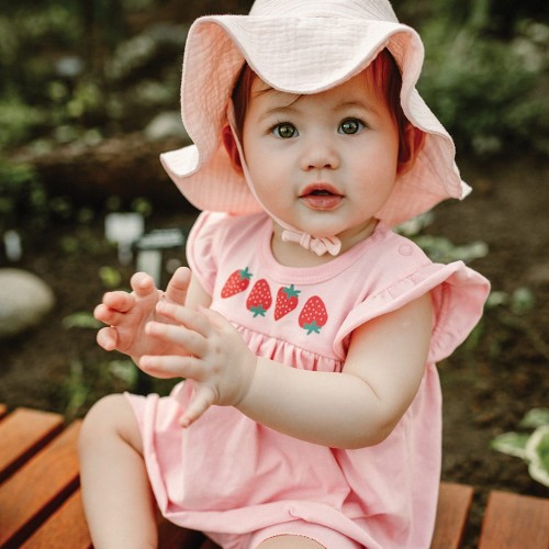 Bodysuit tunic pink with strawberry print
