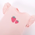 Body dziecięce na ramiączkach koralowe z truskawkami