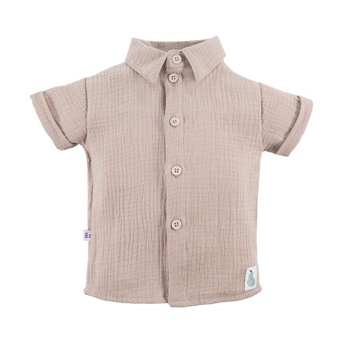 Beigefarbenes Musselin-Hemd mit Kragen für Kinder