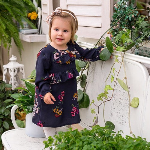 Kleid mit Rüschen CEREMONY dunkelblau/Blumen