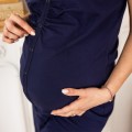 Koszula do karmienia piersią granatowa gładka