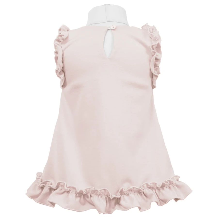 Beiges Kinderkleid mit Rüschen