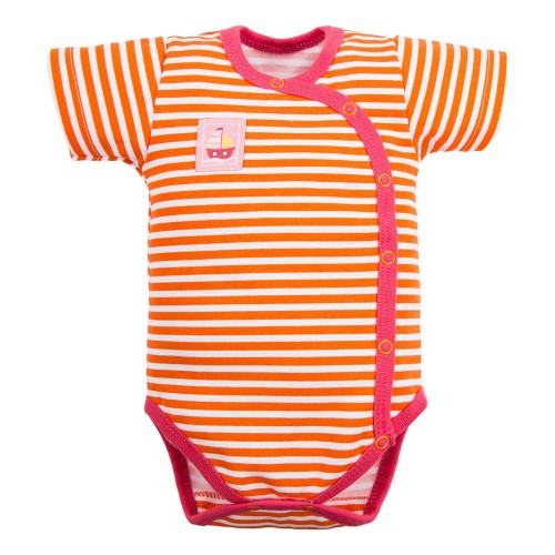 Wickelbody für Kinder in orange-weißem Streifenmuster
