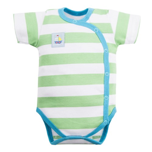 Cardigan bodysuits with green/white stripes