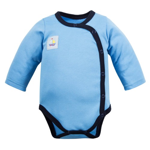 Blauer Wickelbody mit Aufnäher