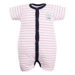 Kurzarmstrampler mit roten Streifen, weiß