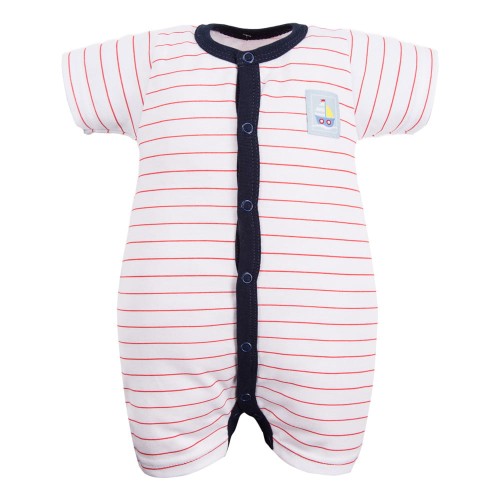 Kurzarmstrampler mit roten Streifen, weiß