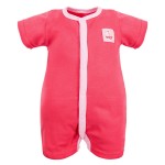 Kurzarmstrampler in Himbeerrot mit rosa Paspeln