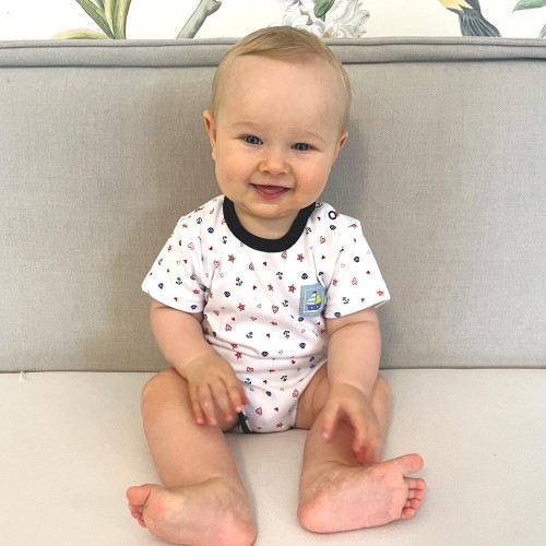 Bodysuits white with marine pattern 