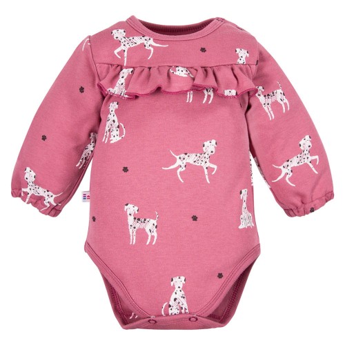 Beerenfarbene Babybodys mit Hunde-Motiv