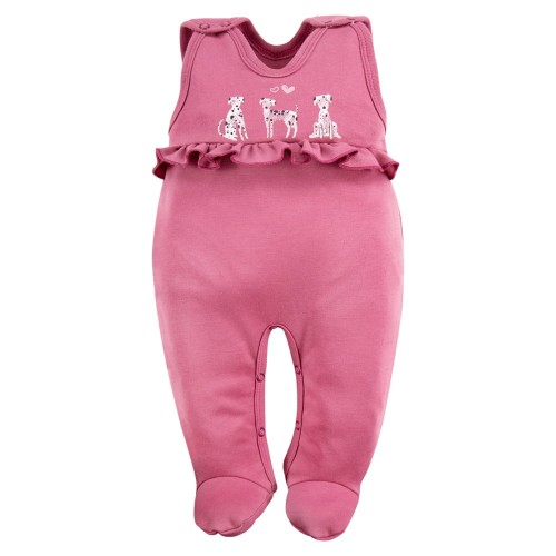 Romper suit rasppery pink with dalmatians