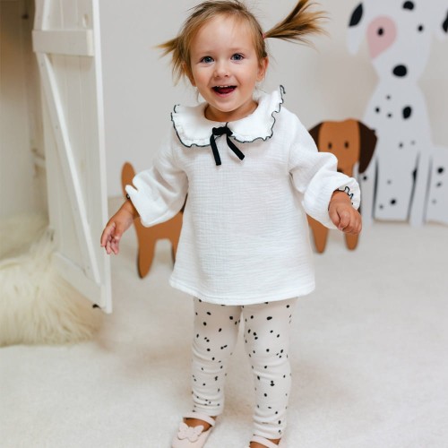 Off-White-Bluse aus Musselin für Kinder