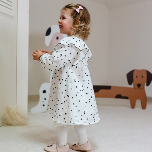 Off-White-Musselin-Kleid mit Flecken