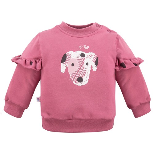 Kinder-Sweatshirt mit Hundemotiv in Beerenfarbe