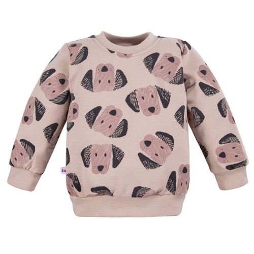 Beigefarbene Kinder-Sweatshirt mit Hunde-Motiv