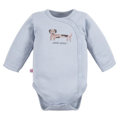 Blauer Wickelbody mit Hundemotiv