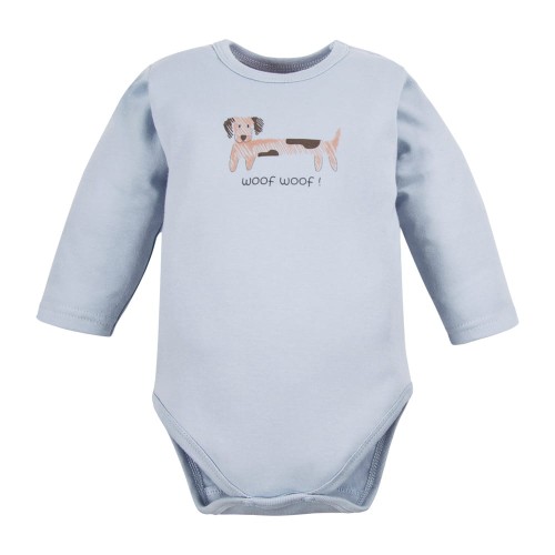 Babybody mit Hundemotiv, blau