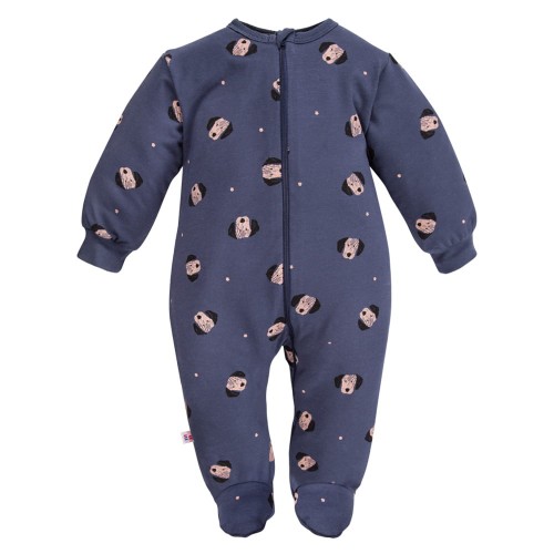 Baby-Strampler mit Hunden in Dunkelblau Puppy Playtime