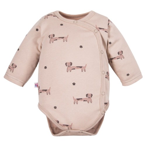 Cardigan bodysuits beige with dogs