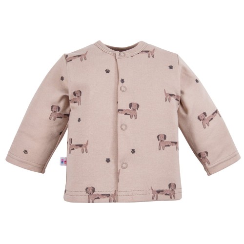 Kimono shirt beige with puppy pattern